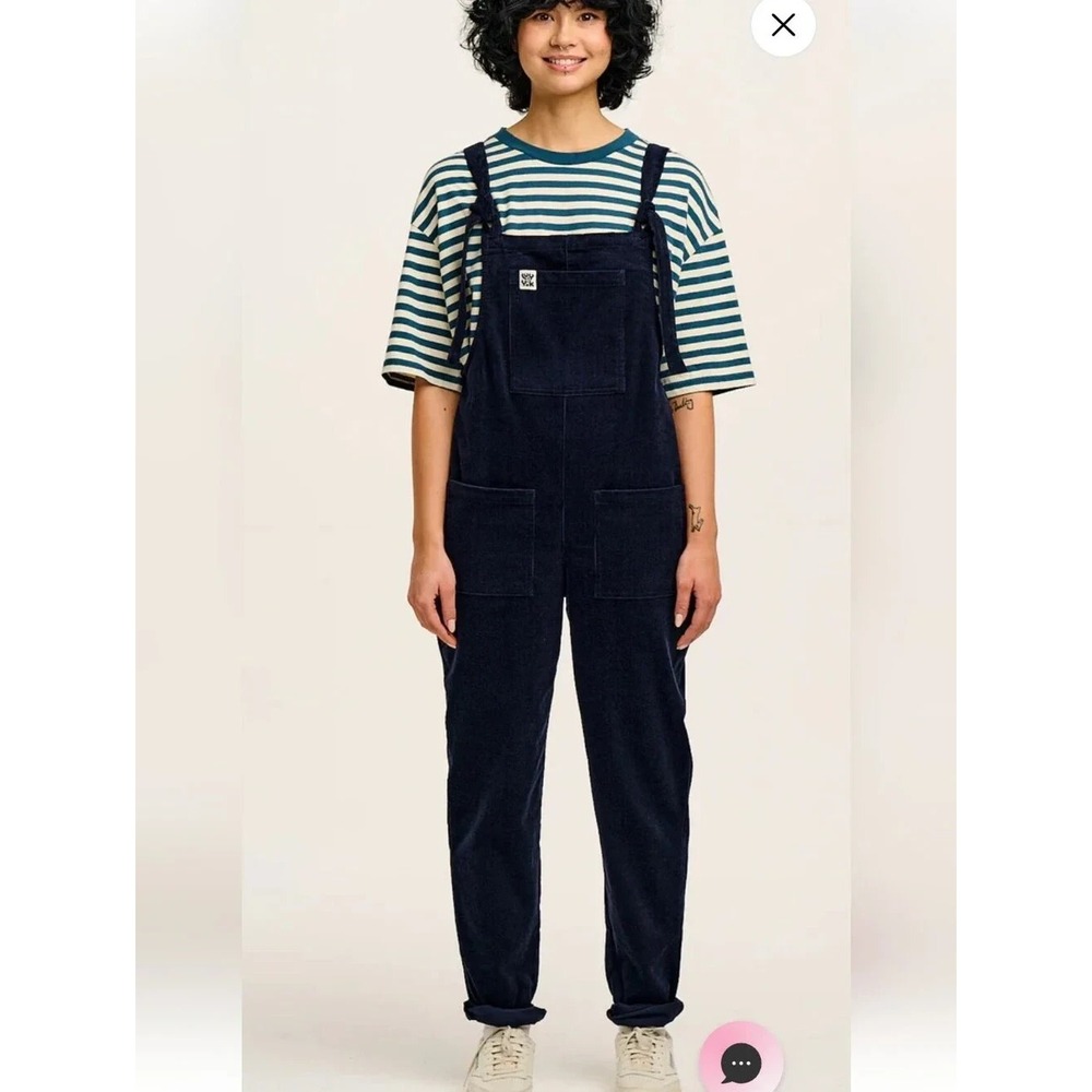 Lucy & Yak Corduroy Dungarees Jumpsuit Overalls In Sailor Navy Blue Size US 6 R